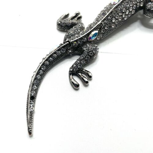 Vintage Large 6" Sparkling Lizard Pin with Crystals