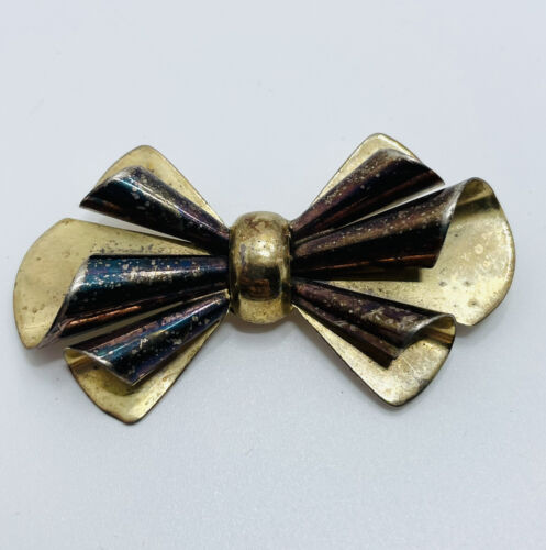 Vintage Monet Sterling Silver Ribbon Bow Pin